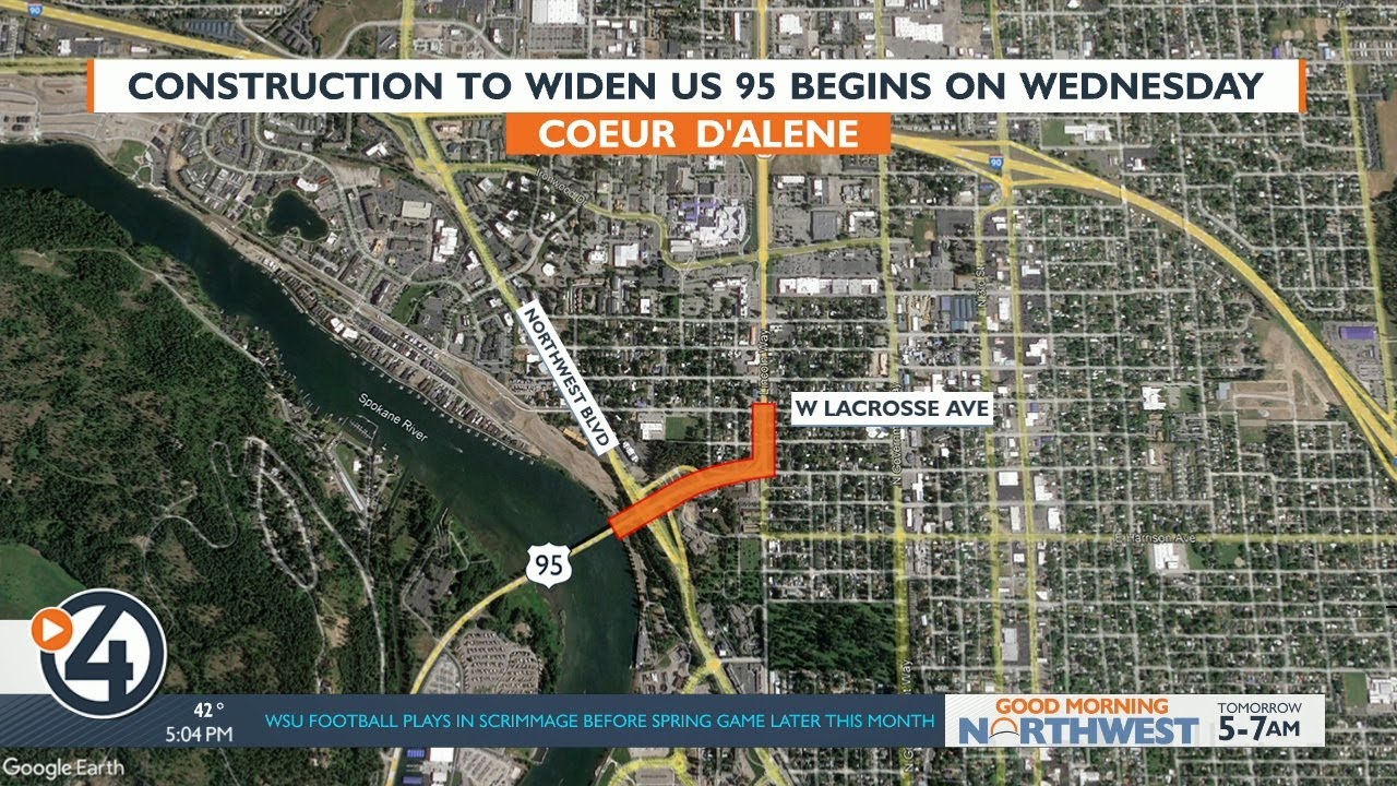 Construction to widen US 95 in Coeur d'Alene begins Wednesday