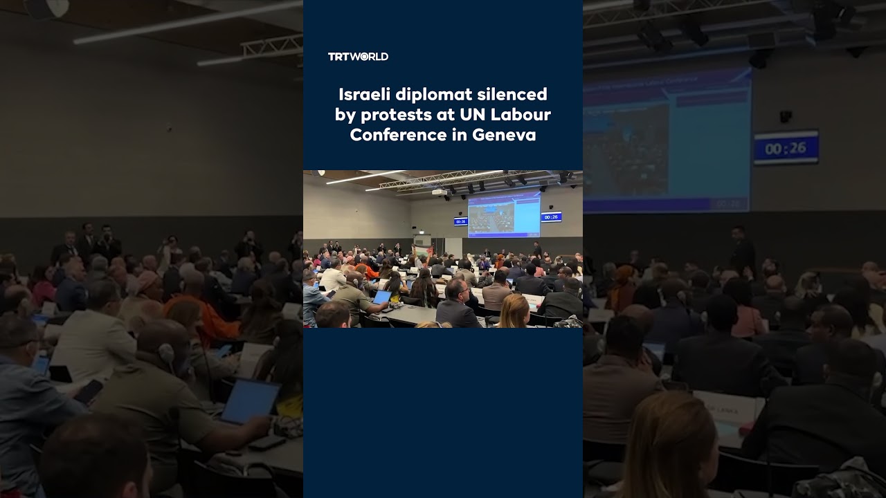 Israeli diplomat silenced by protests at UN Labour Conference in Geneva