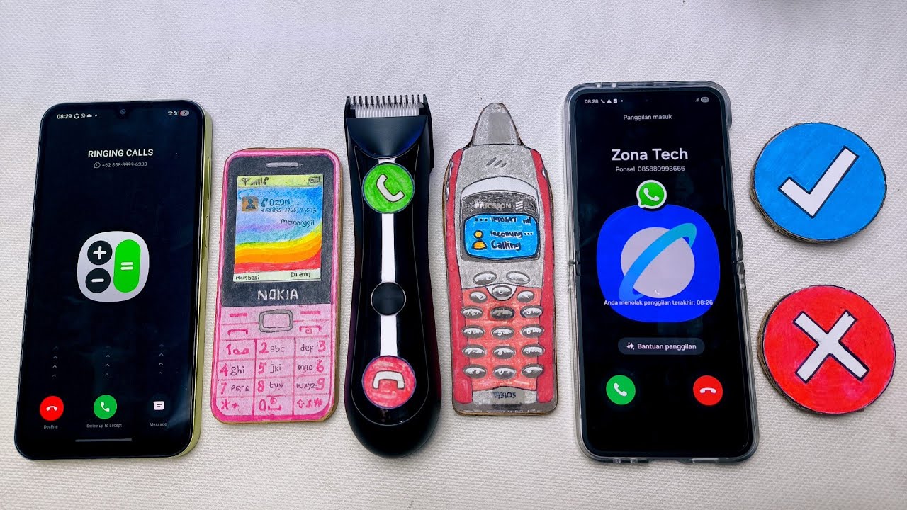 Galaxy a15 vs Nokia 210 vs Hair Clipper vs Ericsson R30s vs Galaxy flip6 incoming call