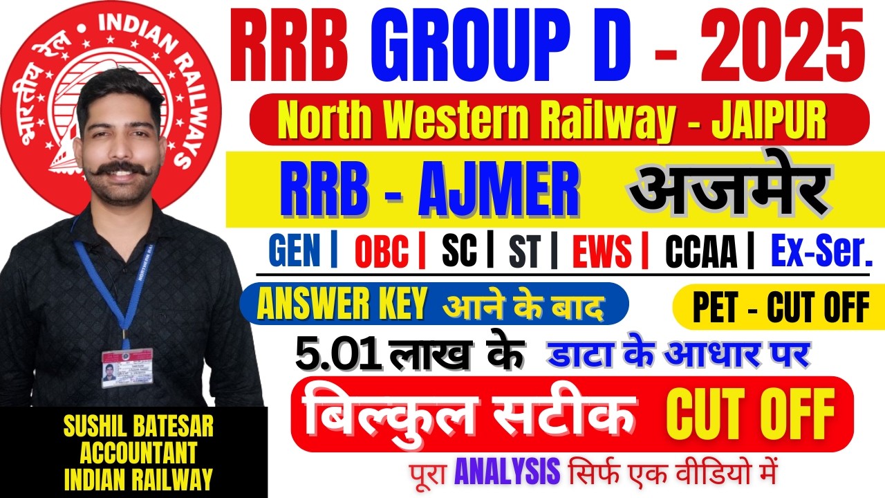RRB Ajmer-NWR Railway Group D 2024 Cut OFF | RRC Jaipur NWR| Cut off | RRB Group D Cut off 2025