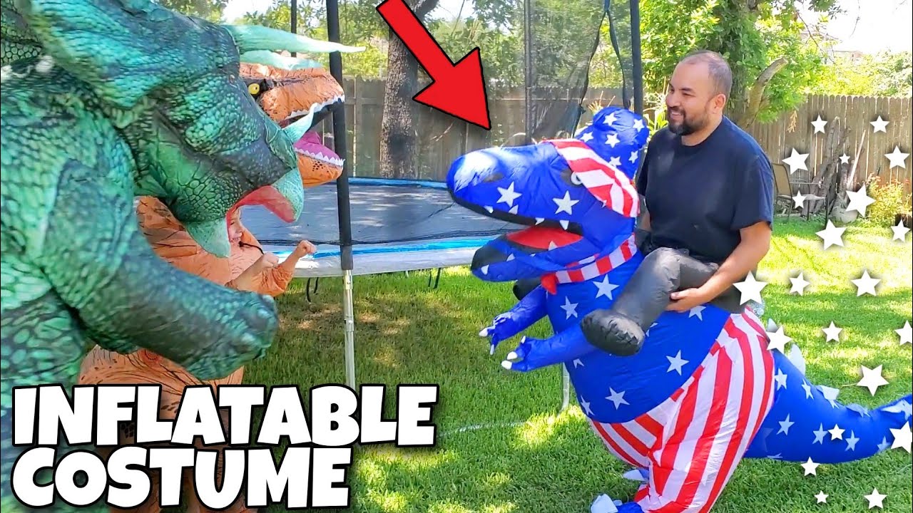 Inflatable TREX Costume Fourth of July walmart Triceratops & TRex Battle MERICA