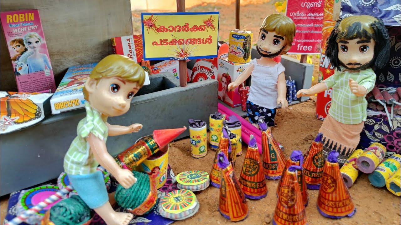 miniature vishu celebration / tiny village story bichumon Vishnu special recipe Malayalam fireworks