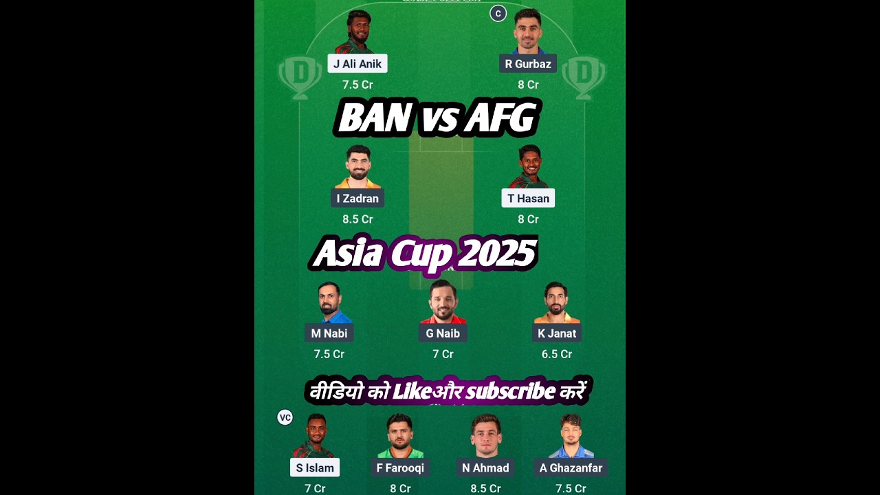 BAN VS AFG 9th t20 Dream11 Prediction|BAN VS AFG today match||#banvsafg #Dream11