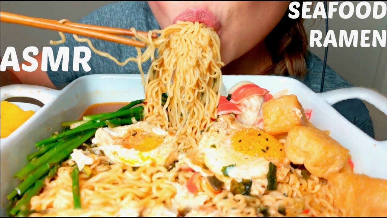 *SLURPING* ASMR Nongshim Seafood Ramen Noodles Soup Mukbang 먹방 *No Talking*