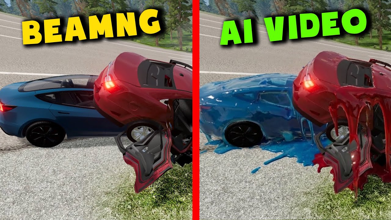 BeamNG vs. AI Video / Realistic Car Crashes 
