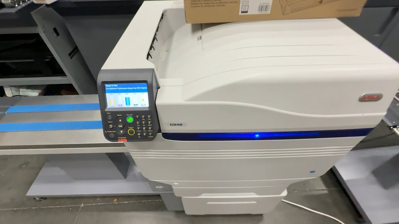 OKI C942DP+ 5 COLOR PRINTER CYMK+WHITE with Envelope Feeder and Stacking Conveyor