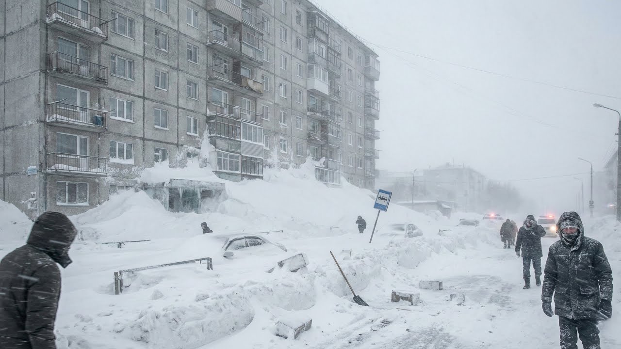 ❄️🌪️Камчатский охвачен метелью - Россия. Улицы, автомобили и здания погребены под снегом!