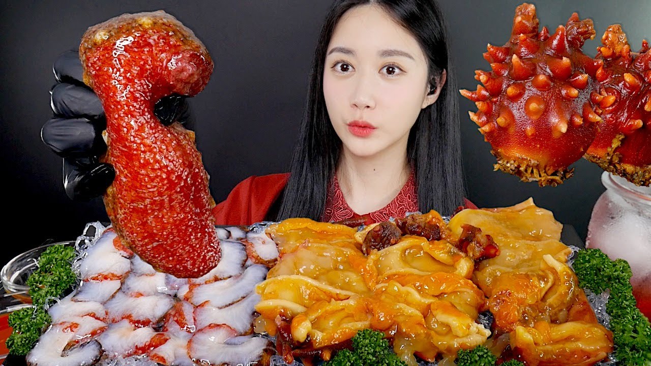 МУКБАНГ Так Свежо! Красный Морской Огурец + Морской Ананас | Сырые Морепродукты | MUKBANG | АСМР