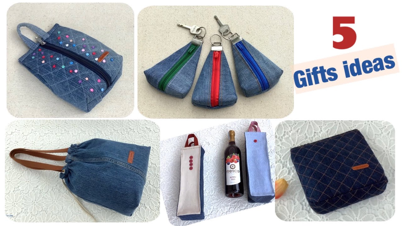 5 gifts ideas from old jeans , sewing diy from denim , denim projects from old jeans