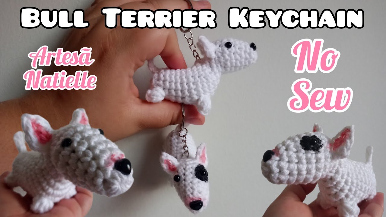 Bull Terrier Amigurumi Keychain No Sew