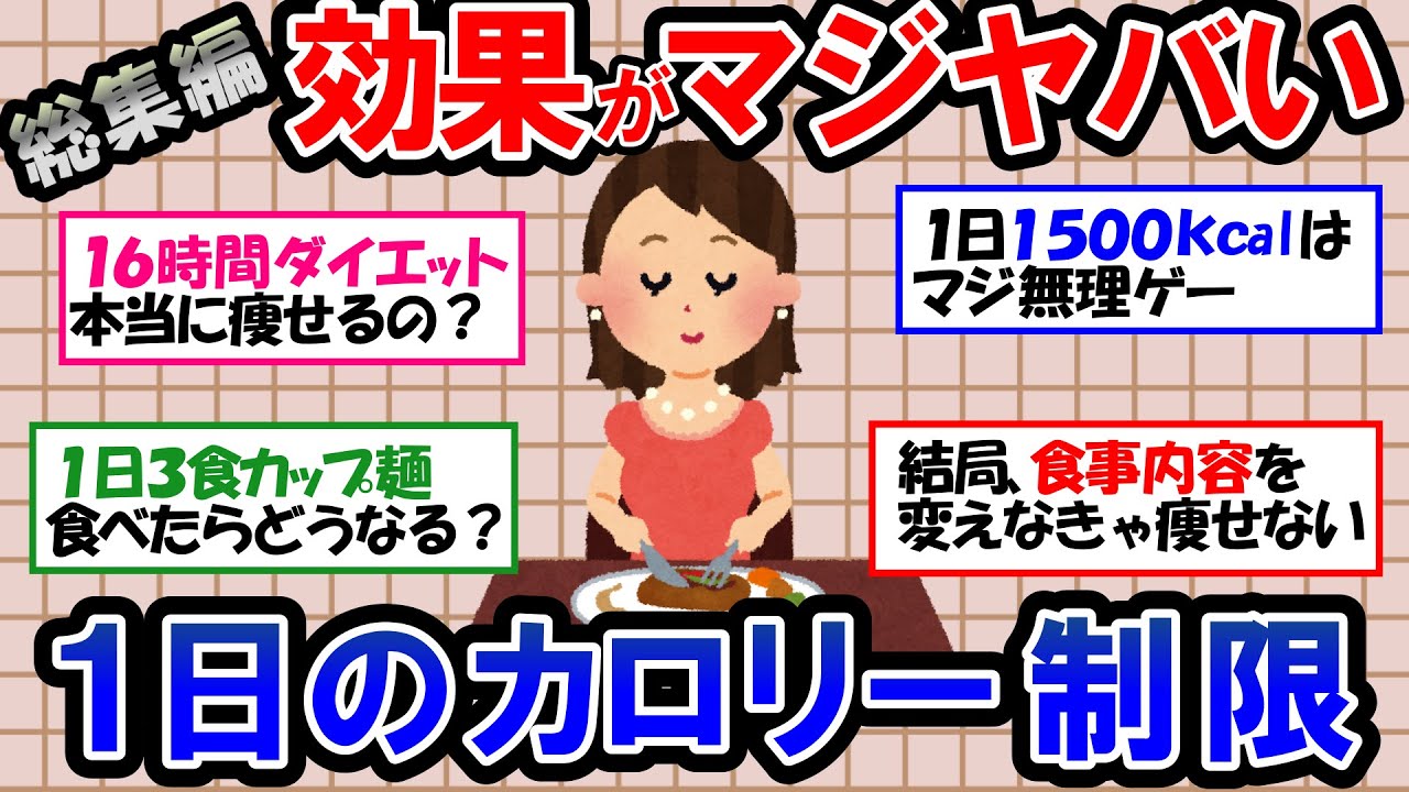 【ガルちゃん 有益トピ】ダイエット女子必見！１日のカロリー制限で痩せるのか？１６時間ダイエットの効果｜１日３食カップ麵食べ続けたらどうなるかを検証【ゆっくり解説】