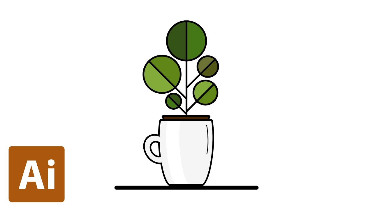 Flat Design Potted Plants (Speed Art) | Adobe Illustrator