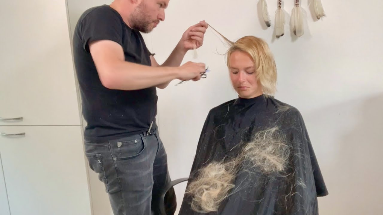 Makeover haircut!!! From long to a creative a-symmetric shape with disconnection