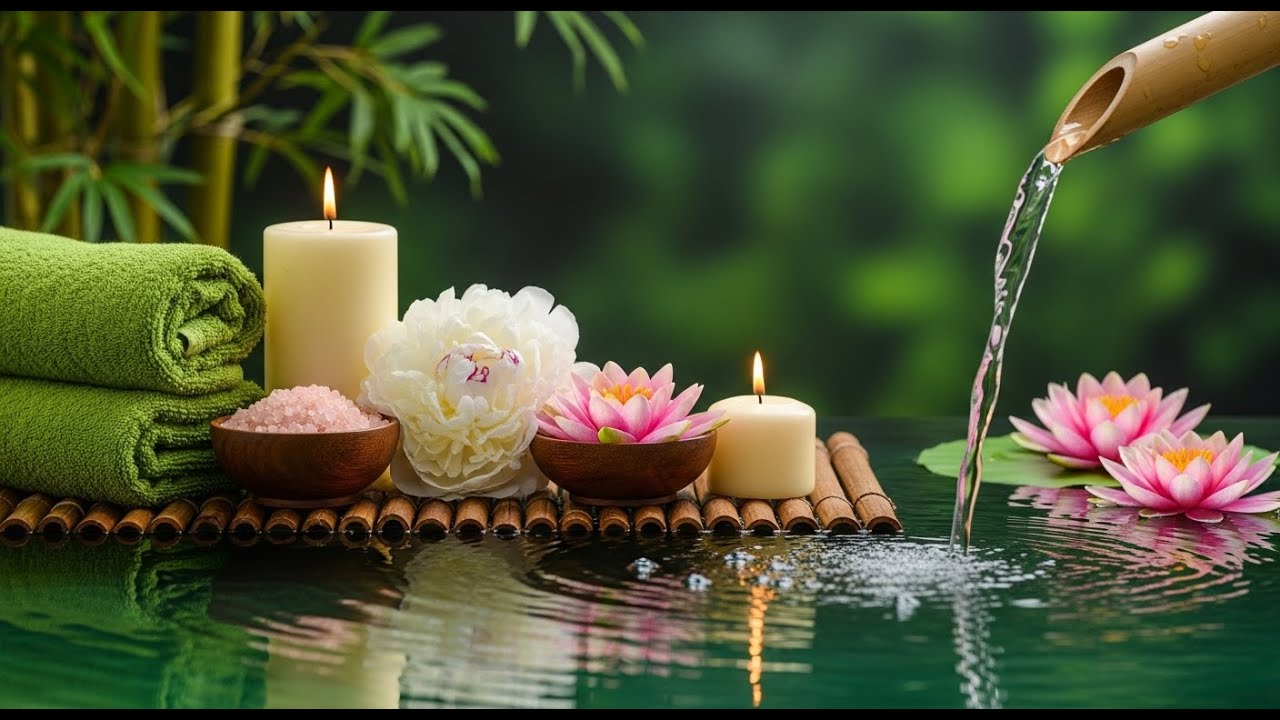 Relaxing Spa Piano Music for Sleep 🌿 Calm Nature Sounds & Bamboo Water Fountain