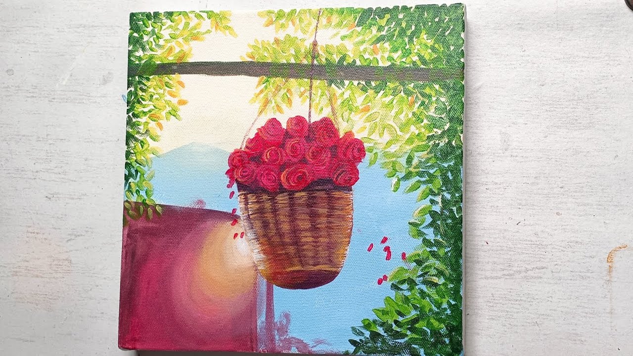 Painting a beautiful Morning Scenery || Acrylic on canvas || Painting