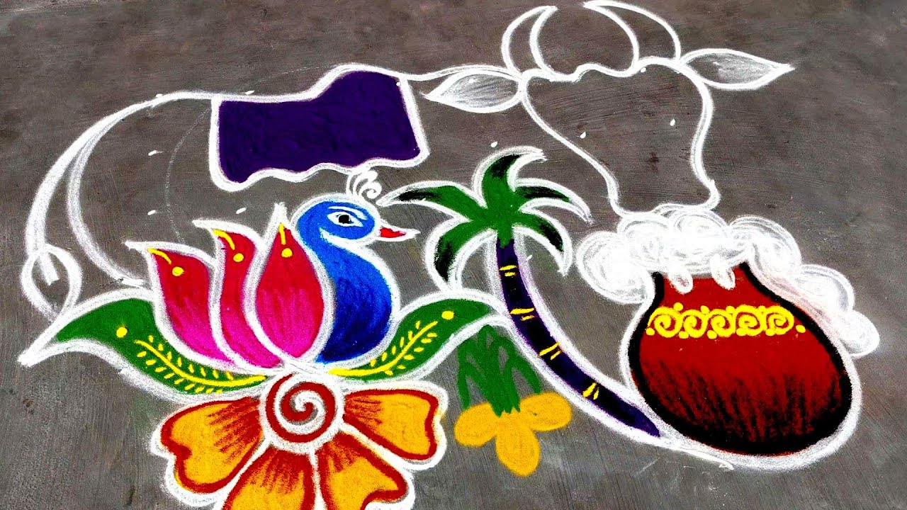 Mattu pongal kolam 2026🌹sankranthi muggulu new designs🌹Easy Basavanna Muggulu🌹Super Pongal rangoli