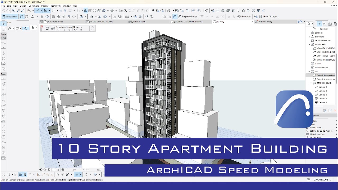 10 Story Apartment Building | ArchiCAD Speed Modeling