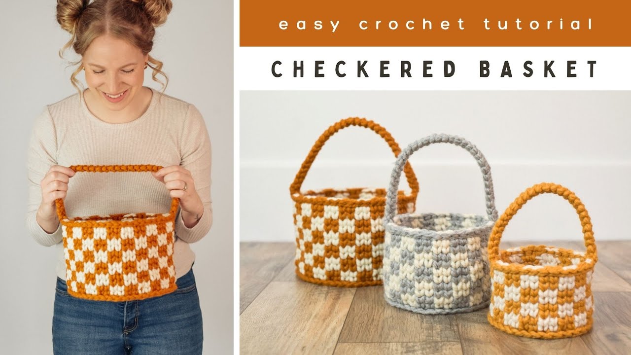 Checkered Basket Crochet Tutorial - How to Crochet an Easter Basket