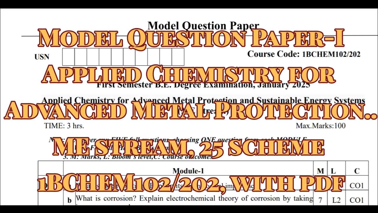 Applied Chemistry for AMP..., Model Question Paper, 1BCHEM102/202, ME, 25 scheme, with pdf
