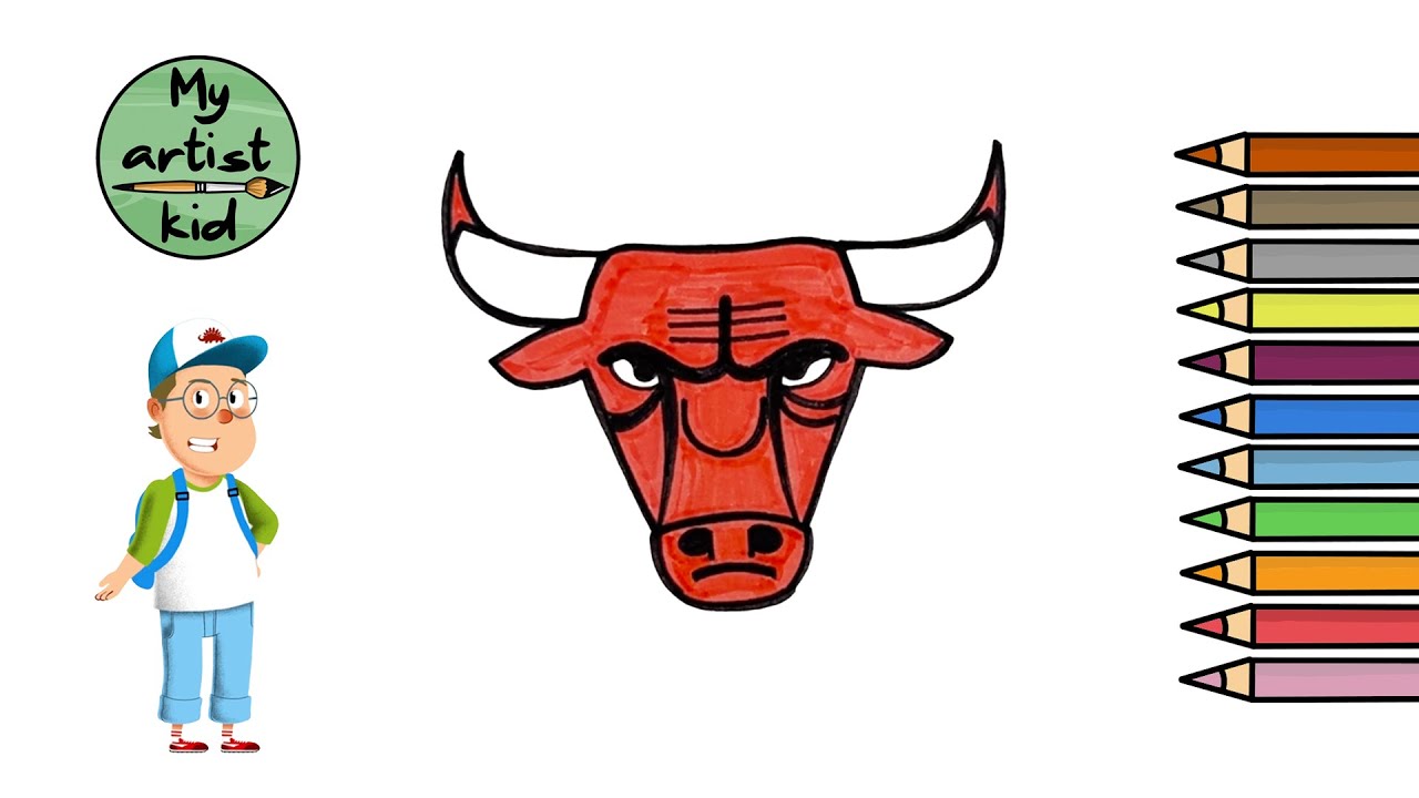 How to Draw the Chicago Bulls Logo - Easy drawing, painting and coloring for kids