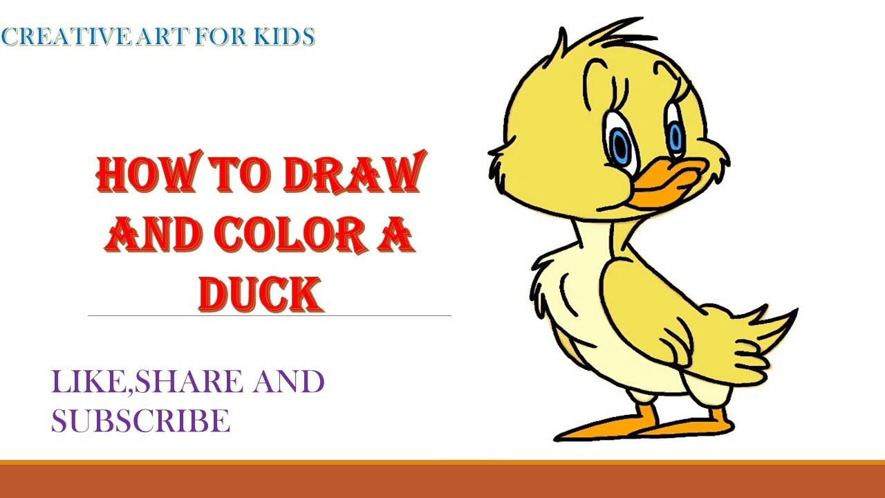 HOW TO DRAW AND COLOR DUCK. COLORING WITH PENCIL              #CREATIVEARTFORKIDS