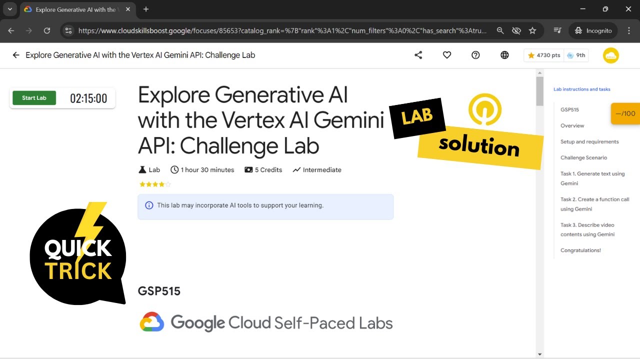 Explore Generative AI with the Vertex AI Gemini API: Challenge Lab | Qwiklabs | GSP515