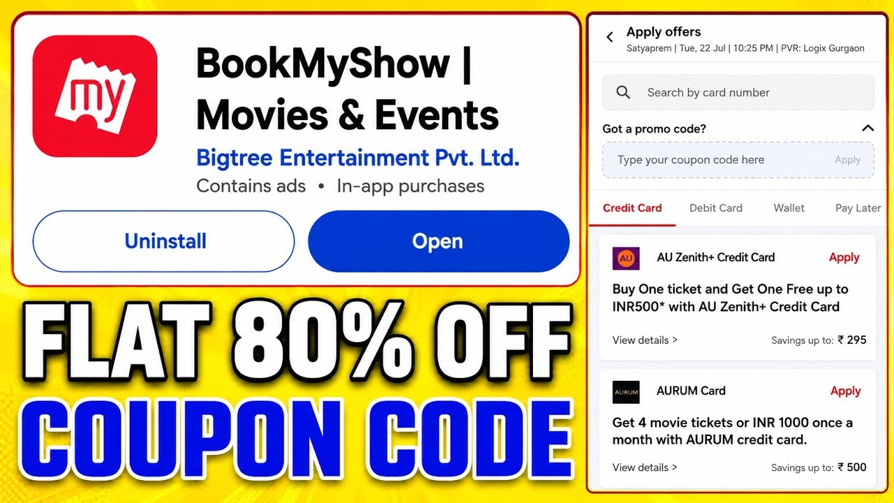 BookMyShow Coupon Code Today 2026 | Best Book My Show Promo Codes Movies