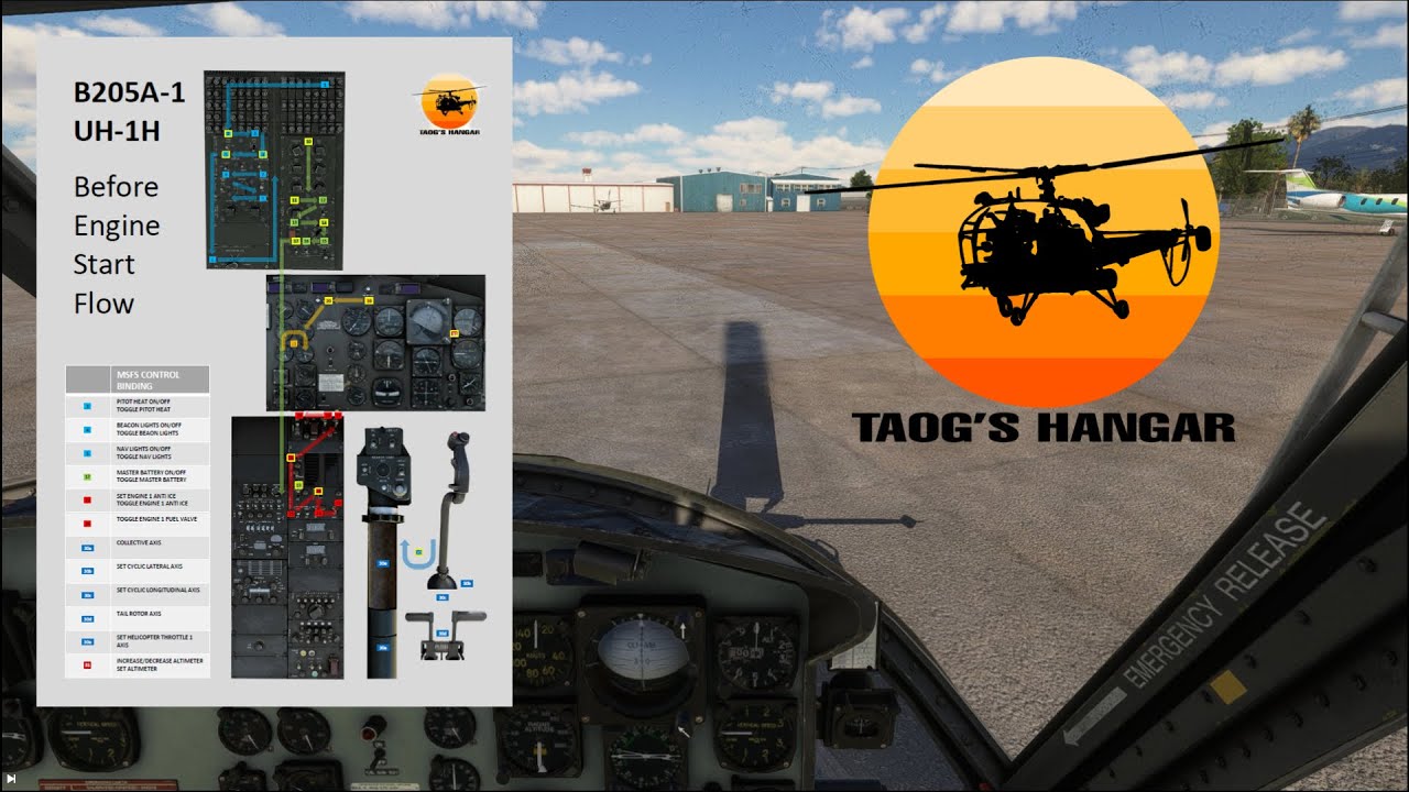 Процесс запуска ангара Huey от Taog для MSFS