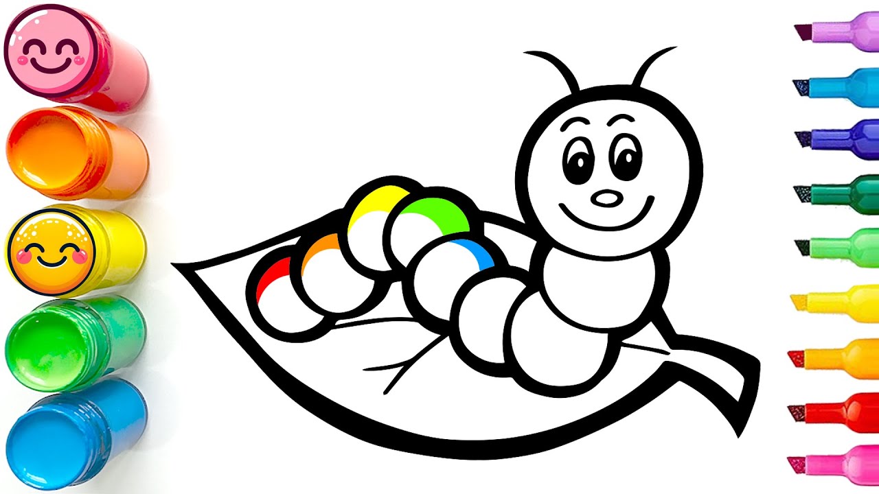 How to Draw a Cute Rainbow Caterpillar | Step by Step Drawing Tutorial
