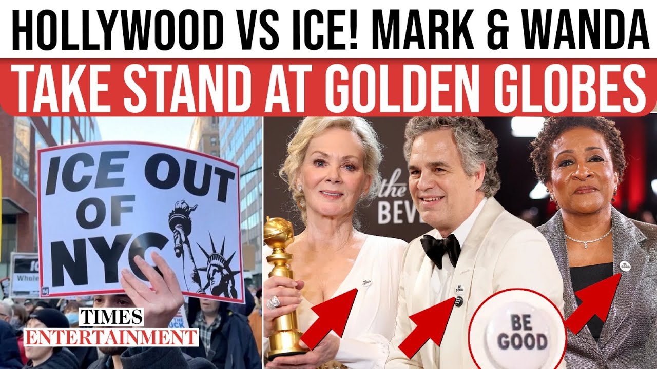 Mark Ruffalo, Wanda Sykes & Jean Smart Lead BOLD Anti-ICE Protest At Golden Globes 2026 | WATCH