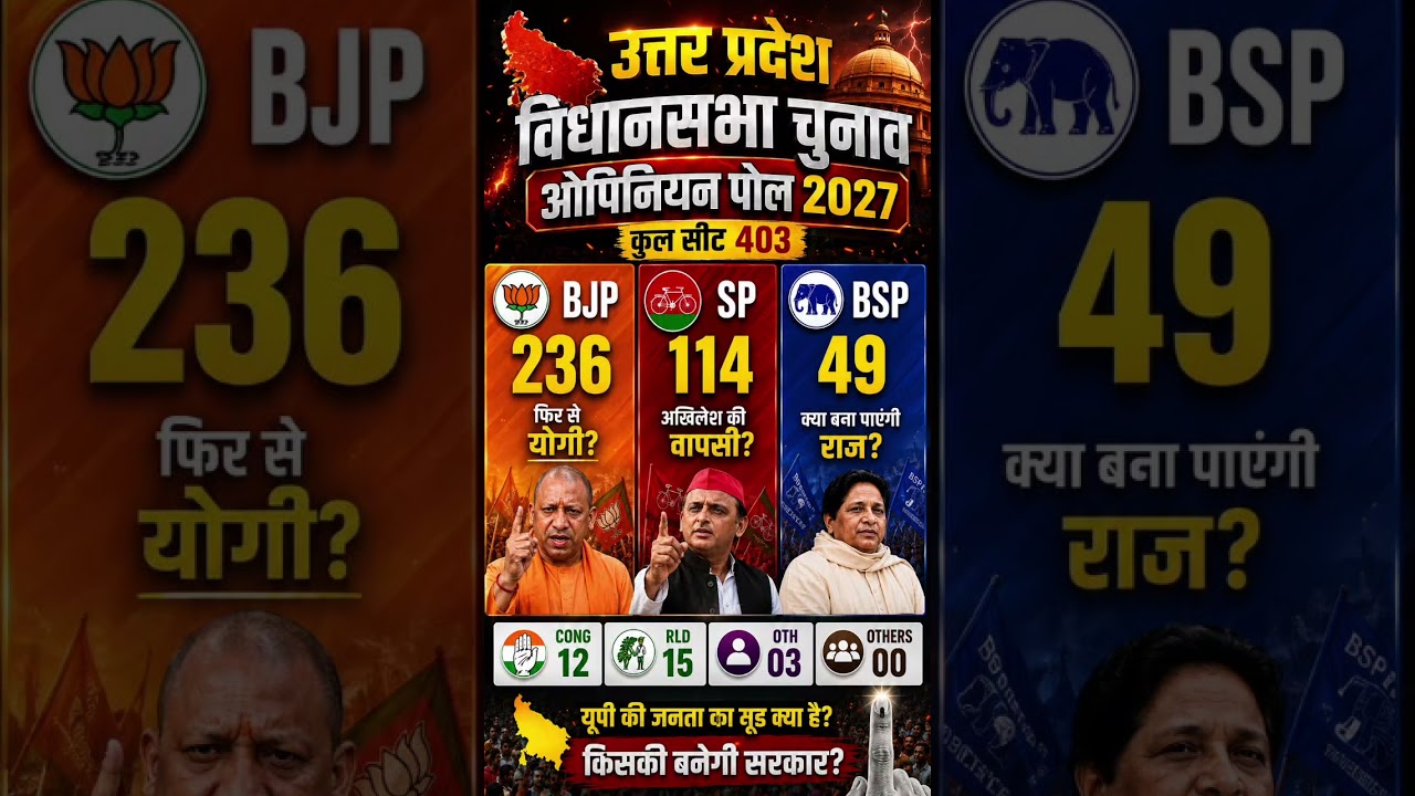 UP Assembly Election 2027: 403-Seat Mega Battle 😱 BJP 300+ or PDA 200+? Latest Opinion Poll #shorts