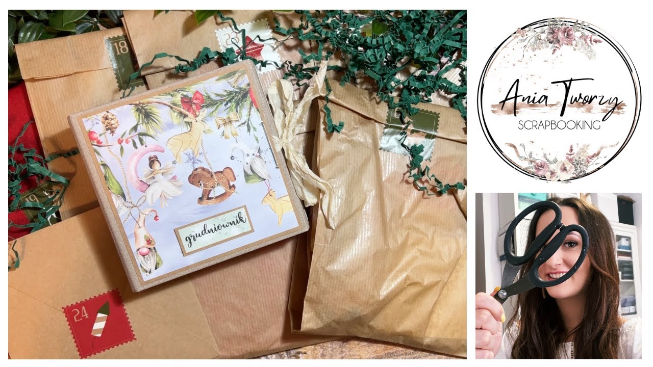TUTORIAL - świąteczny mini album harmonijkowy na gotowej bazie - scrapbooking Ania Tworzy