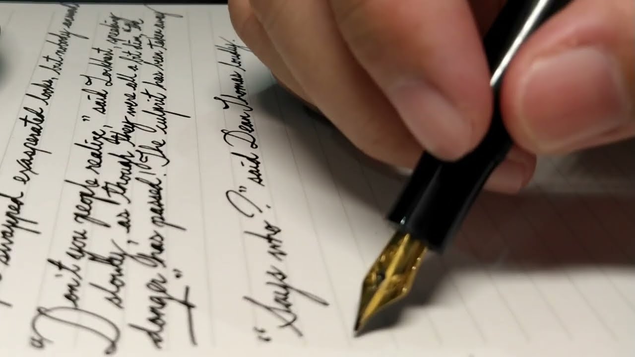 Kaweco Sport Classic (Black) F nib. Hero 234A Carbon Black. Cursive Writing fountain pen. BG music.