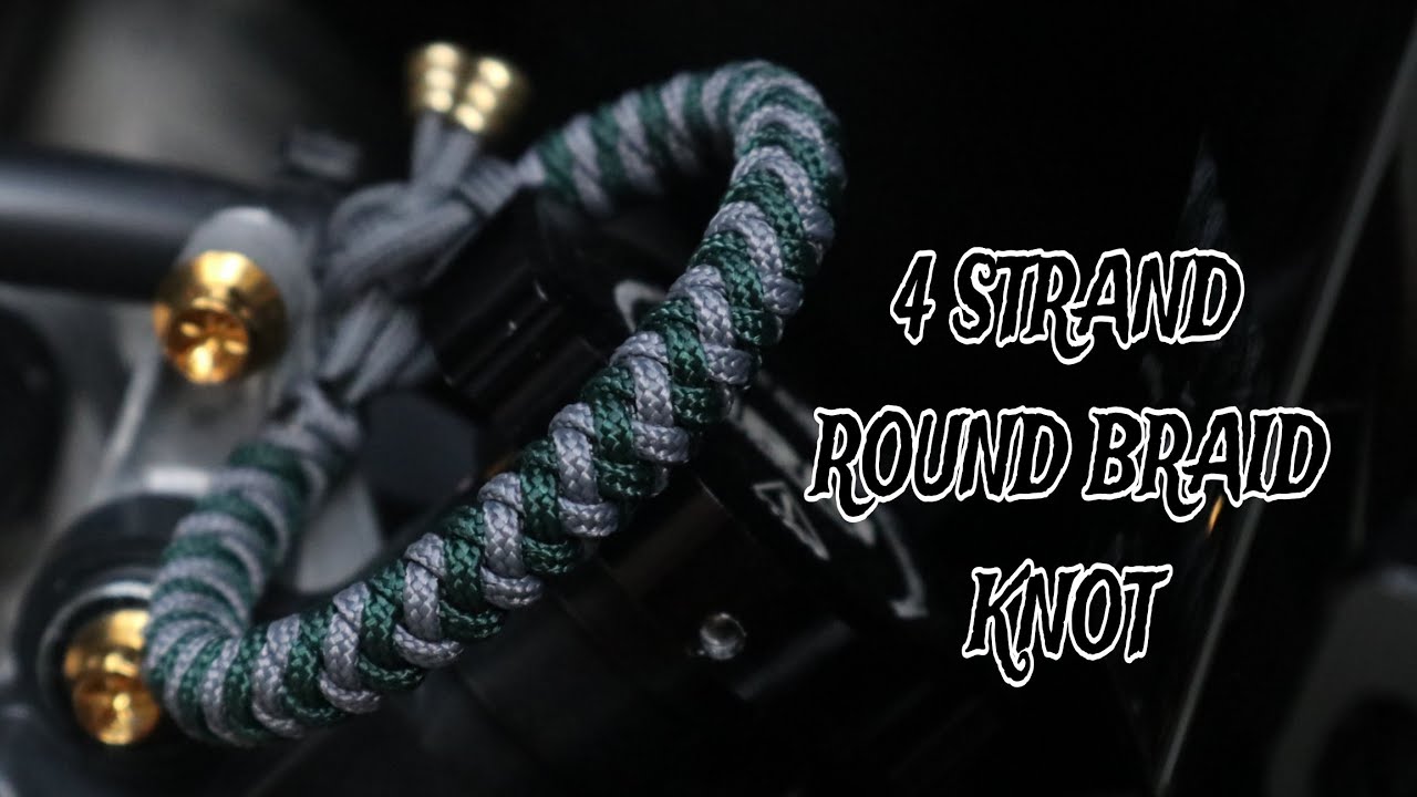 HOW TO MAKE 4 STRAND ROUND BRAID KNOT PARACORD BRACELET, EASY PARACORD TUTORIAL, DIY.
