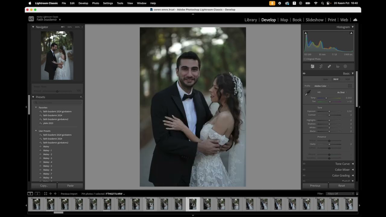 Düğün Fotoğrafçılığı Lighroom, Presets,