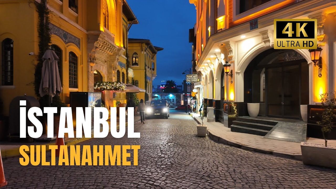 Istanbul Sultanahmet : Hagia Sophia & Blue Mosque Night Walk - 4K 60p | Turkey