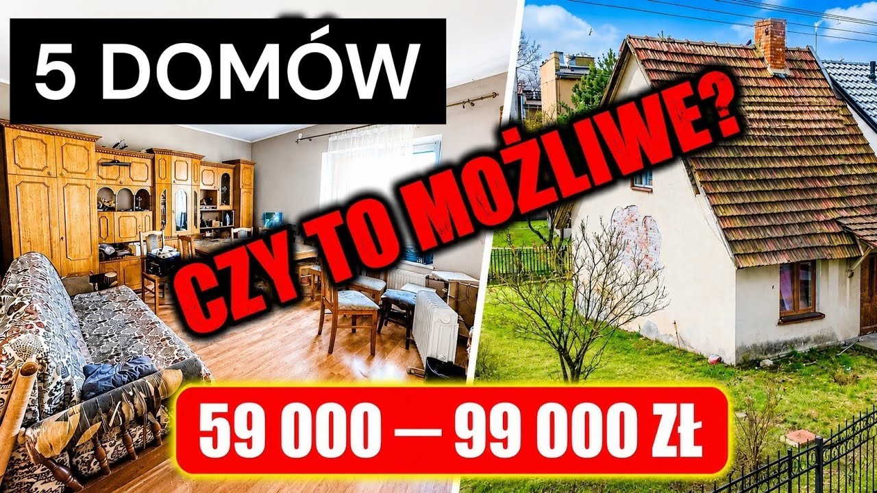 WŁASNY DOM ZA 59 000 ZŁ?!Ceny niższe niż za auto! 5 dom&oacute;w  poniżej 100 000 zł. Czy to realne okazje?