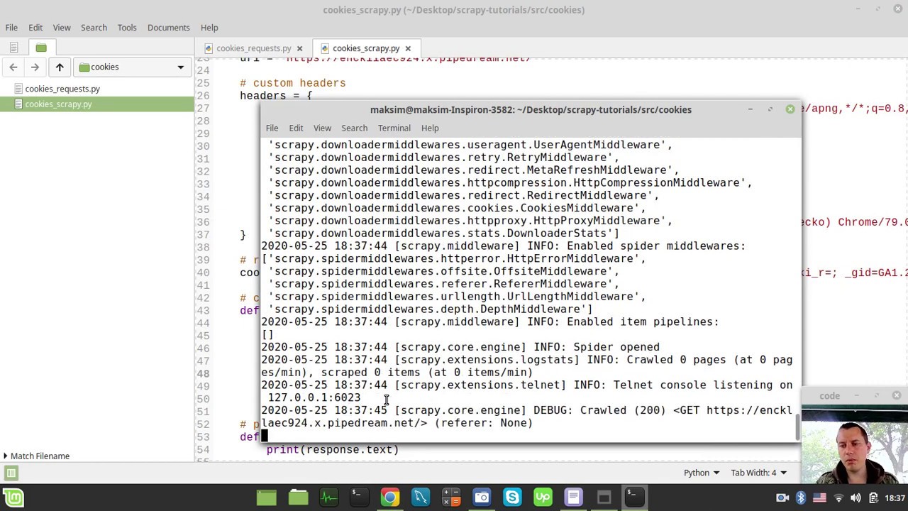 Working with COOKIES and HEADERS in Python SCRAPY framework or REQUESTS package