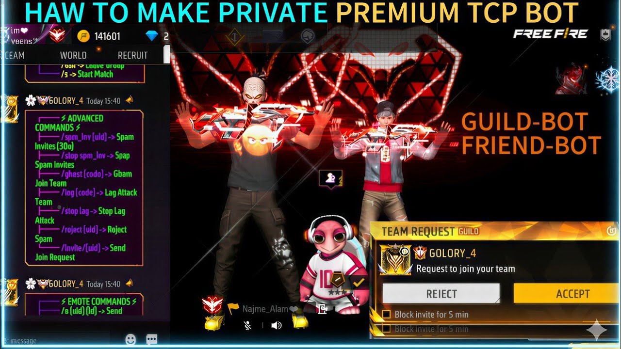 PREMIUM GUILD TCP BOT FREE 😱 | NEW GUILD TCP BOT OB51 😎 | FREE FIRE TCP BOT 😬 | EMOTE BOT🗿 |