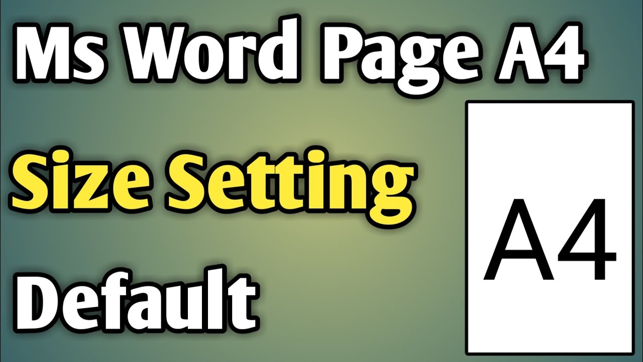Ms Word Me A4 Size Kaise Kare | Ms Word A4 Page Setting | Default Page Setup In Word