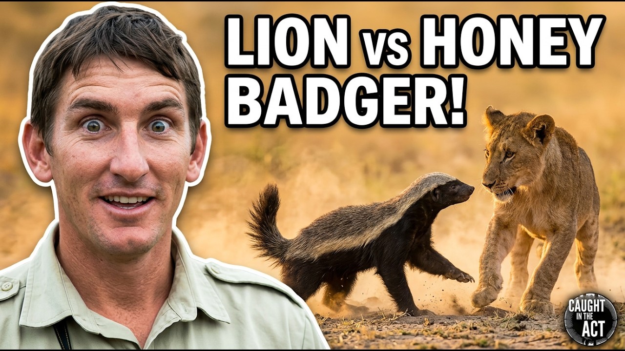🍯🦡 Fearless Honey Badger takes on 6 Lions 🦁🦁 | Caught in the Act