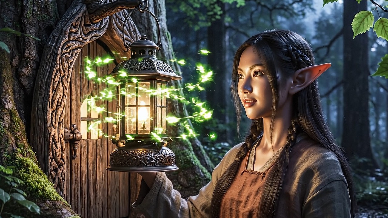 🌙Magical Night in the Elf Village 🌙 Celtic Music, Lanterns & Forest Ambience