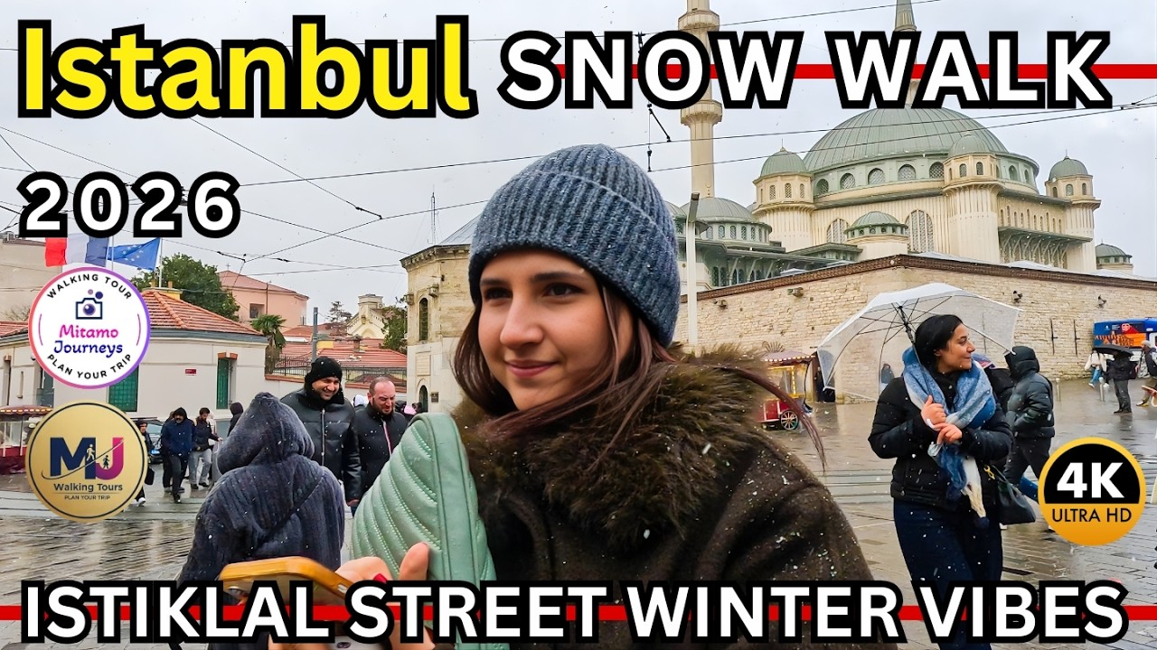 Istanbul Snow Walk 2026: Taksim Square to Istiklal Street | 4K HDR Binaural