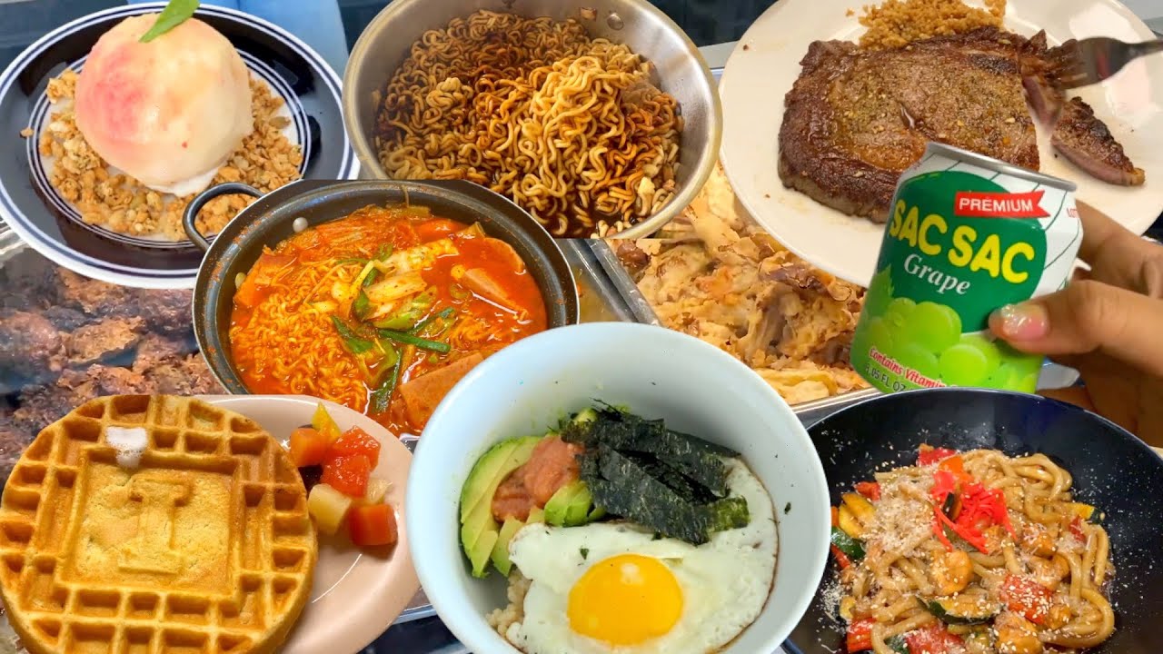 🇺🇸 미국 유학생들은 뭐 먹고 살아? | 일리노이 대학생 먹방 브이로그 클립 모음ZIP