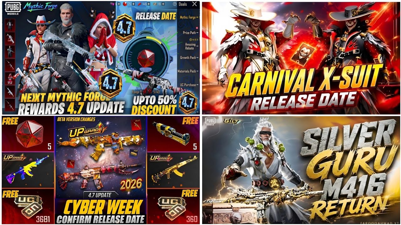 🔴NEXT MYTHIC FORGE BGMI🔥4.7 UPDATE| NEXT ULTIMATE OUTFIT BGMI😍| NEXT CYBER WEEK BGMI😱|SILVER GURU M4