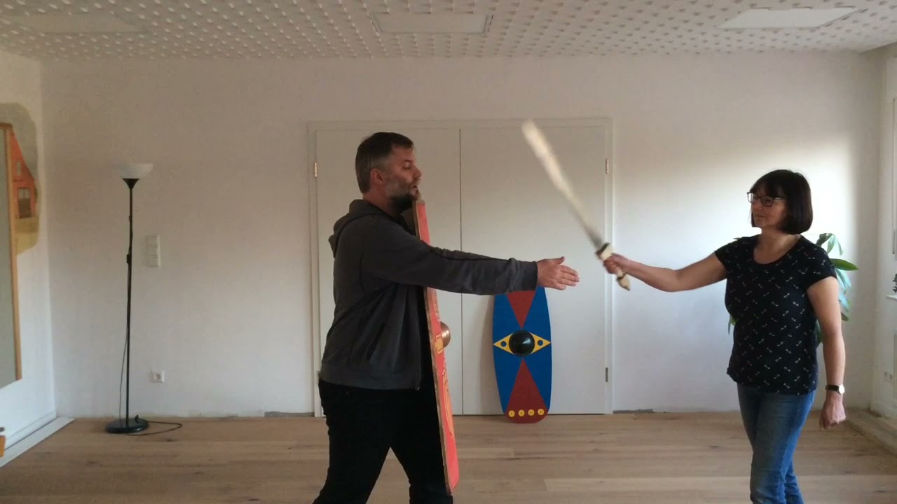 Kämpfen mit dem Römerschild