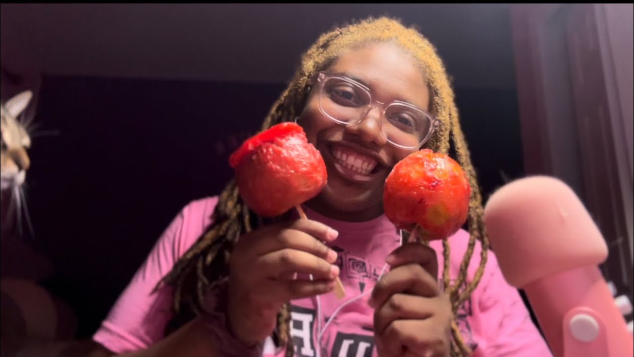 ASMR Eating Candy Apples
