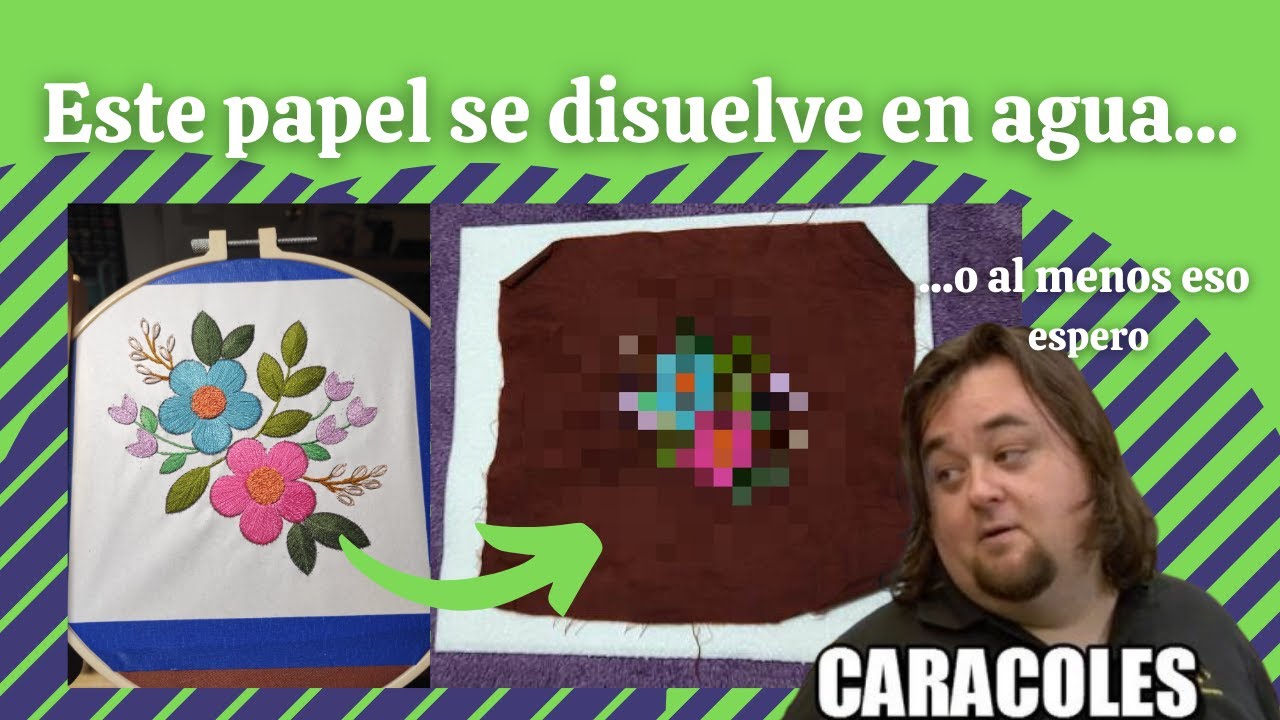 Usando papel soluble en agua para bordar | Flosstube #27 | Bordado de flores | Pasar diseños a tela