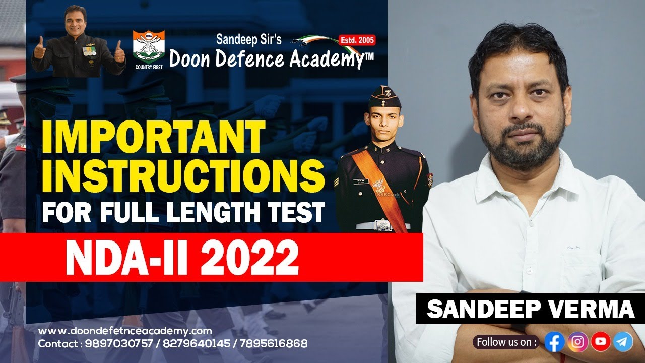 Important Instructions For Full Length Test NDA -II 2022 | Listen To Sandeep Verma Sir Carefully |