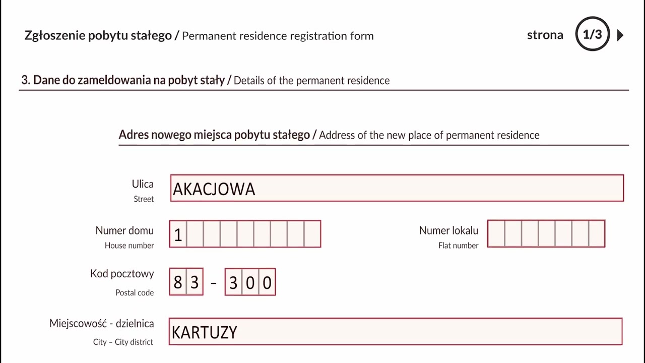 Zgłoszenie zameldowania na pobyt stały w Urzędzie Gminy w Żukowie